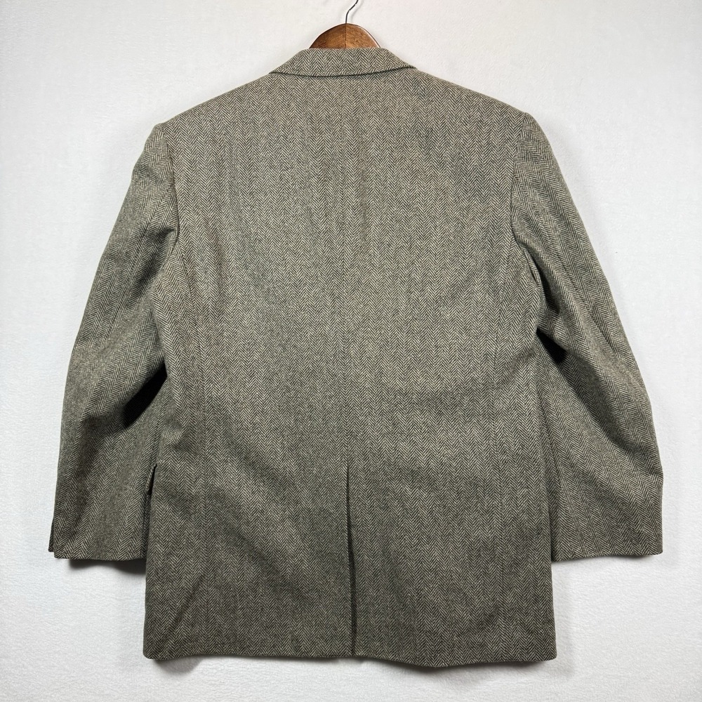Lands' End Blazer Mens 44L‎ Herringbone Wool Sport Coat USA Made Classic - Picture 4 of 16
